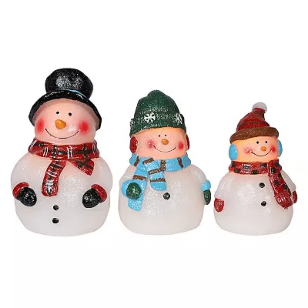 Fitz & Floyd LED Snowman Flameless Candle 3-piece Set